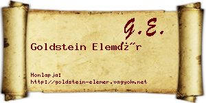 Goldstein Elemér névjegykártya